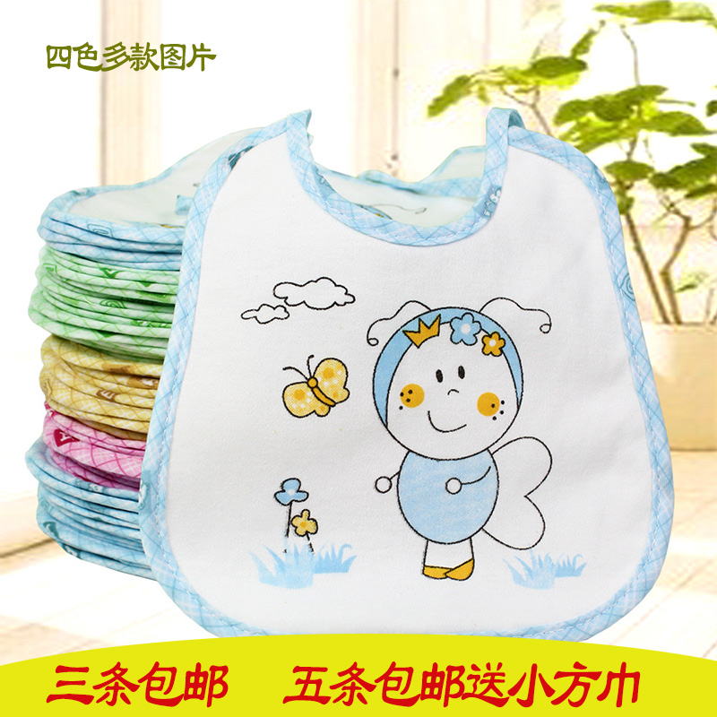 Pure cotton infant Double Saliva Towels Newborn Waterproof Laces Anti-Spitting Milk Bib Baby Round Dinner Bib Pocket