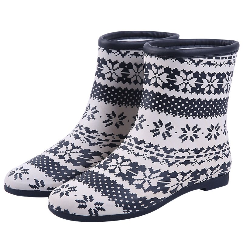 2019 spring and autumn new fashion rubber women's fleece rain boots rain shoes women's low-top water shoes non-slip waterproof rubber shoes