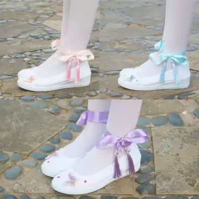  Hanfu shoes purple 2021 new cloth shoes ancient shoes women's hanfu embroidered shoes with retro flat-bottomed ancient clothes