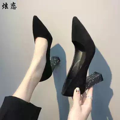  Autumn large size high-heeled shoes fat mm thin-heeled casual women's shoes suitable for feet large wide fat thick feet instep