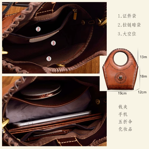 Кожаная дизайнерская ретро сумка на одно плечо, из натуральной кожи