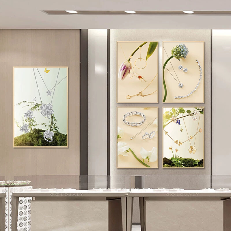 Jewelry Store Decorative Paintings, Diamond Rings, Necklaces, Bracelets, Silver Jewelry, Hanging Paintings, Luxury Goods Counters, Posters, Wall Art