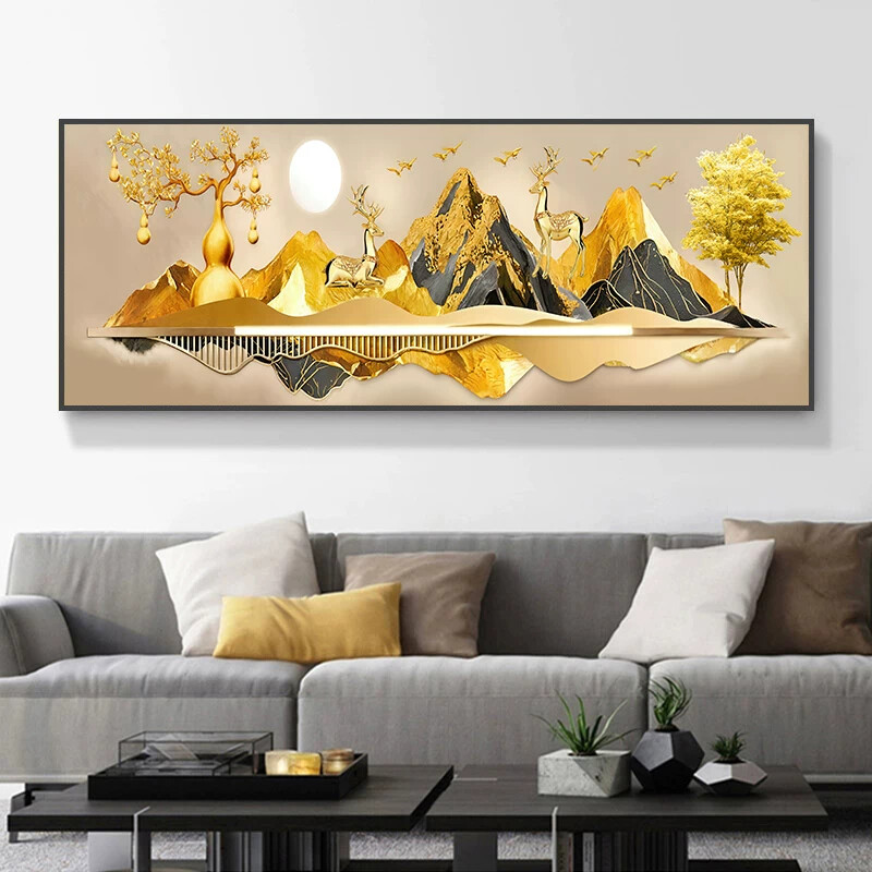 客厅装饰画沙发背景墙挂画北欧福禄大气壁画现代简约轻奢山水墙画-淘宝Taobao | 天猫Tmall
