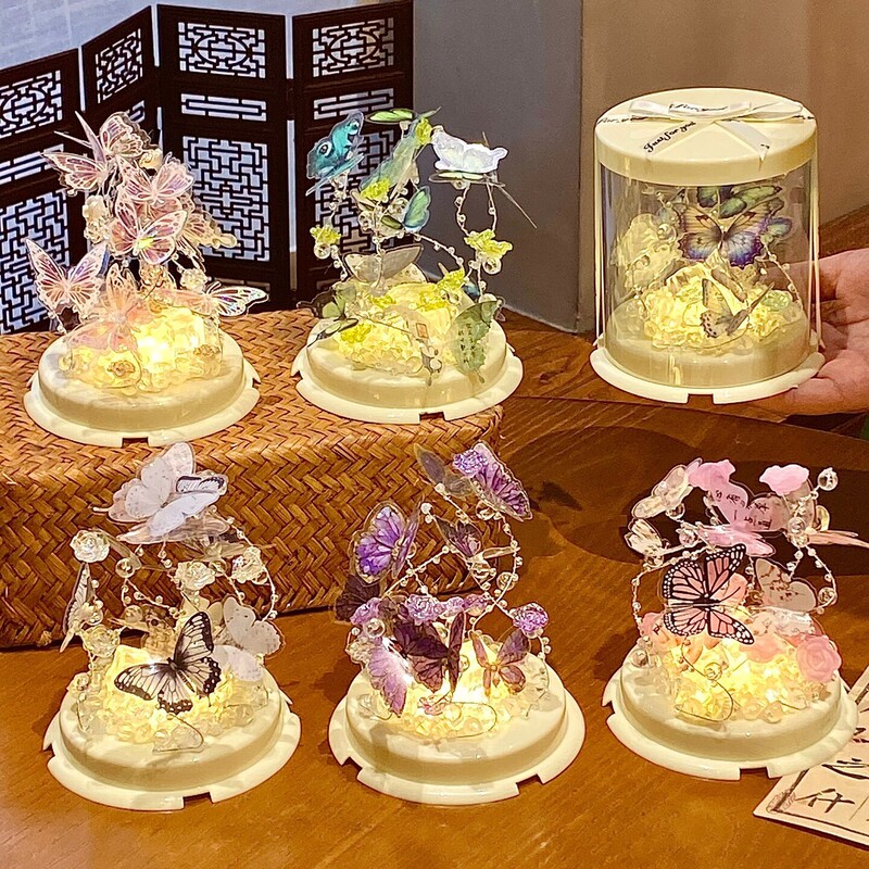 Chinese-Style Dreamy Healing Butterfly Light Cake Box High-Quality Handmade DIY Popular Set Birthday Gift for Girls Chinese-Style Dreamy Healing Butterfly Light Cake Box High-Quality Handmade DIY Popular Set Birthday Gift for Girls