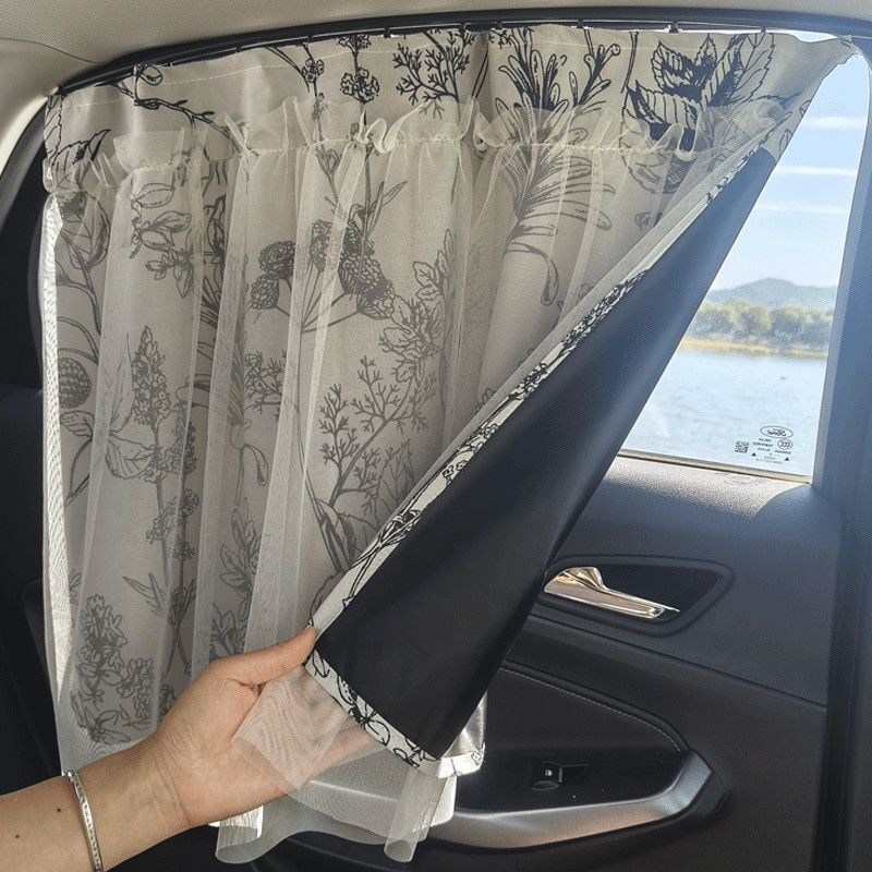 Strong Light-Blocking and Uv-Resistant Snap-On Sliding Rail Car Curtains for Babies and Children, Sun Protection and Heat Insulation for Side Windows