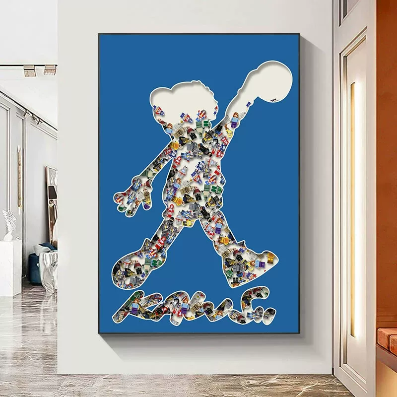 [暴力熊玄关装饰画Kaws积木潮流走廊儿童房壁画客厅轻奢落地画挂画]