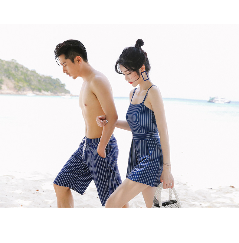 2018 cặp đôi mới đồ bơi nữ bảo thủ suối nước nóng một mảnh áo tắm nam quần đi biển phù hợp với đồ bơi đồ đôi nam nữ đi biển
