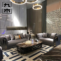 Post-modern light luxury buckle sofa Italian luxury Bentley leather combination simple villa large apartment furniture customization