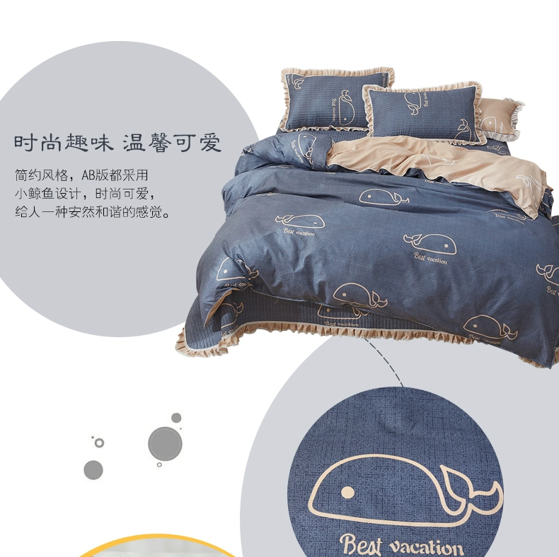 Phiên bản tiếng Hàn của phim hoạt hình dày trải giường bốn bộ chăn bông trải giường ba bộ / đơn mảnh bìa đôi