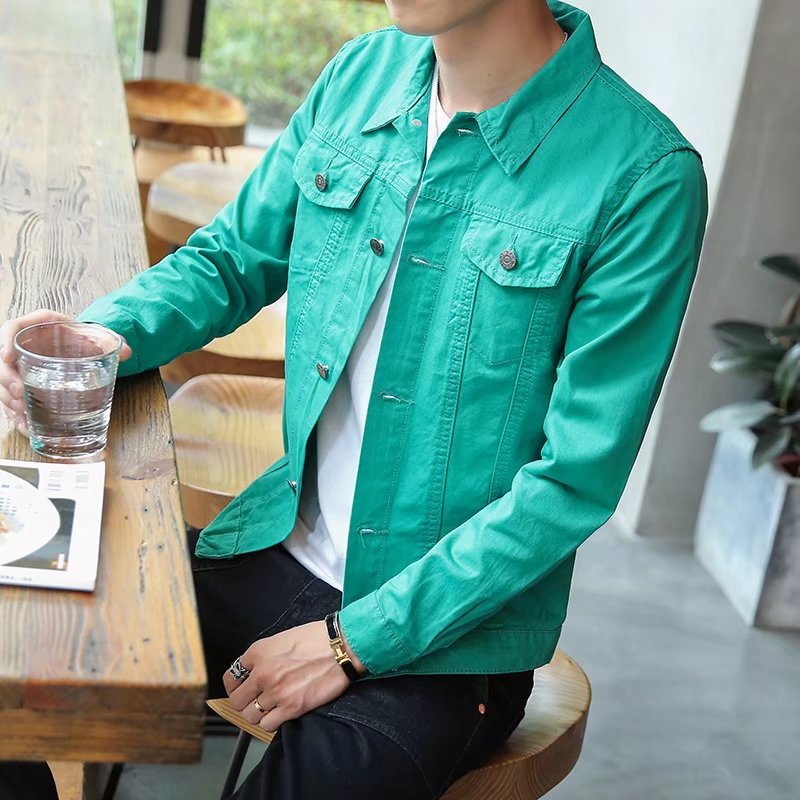 Mùa xuân phần mỏng denim jacket nam slim jacket Hàn Quốc phiên bản của xu hướng của thanh niên đẹp trai hoang dã áo giản dị