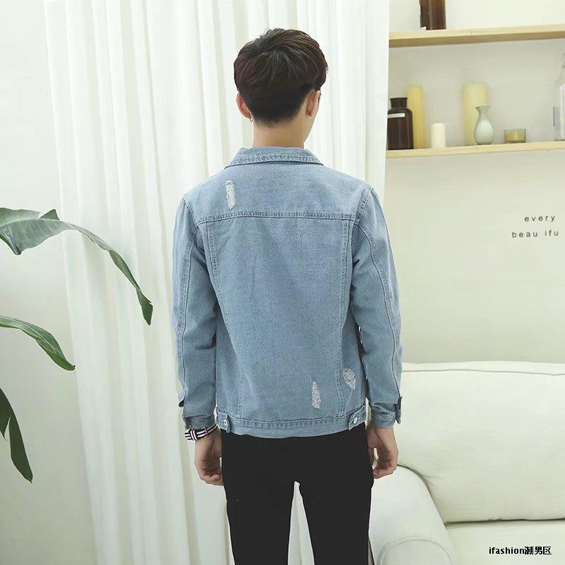 Mùa xuân phần mỏng denim jacket nam slim jacket Hàn Quốc phiên bản của xu hướng của thanh niên đẹp trai hoang dã áo giản dị