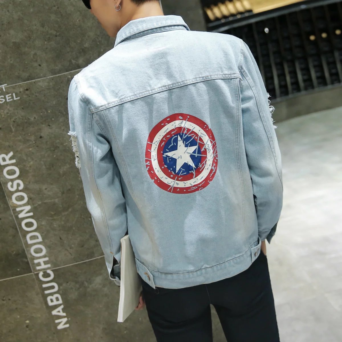 Mùa xuân phần mỏng denim jacket nam slim jacket Hàn Quốc phiên bản của xu hướng của thanh niên đẹp trai hoang dã áo giản dị