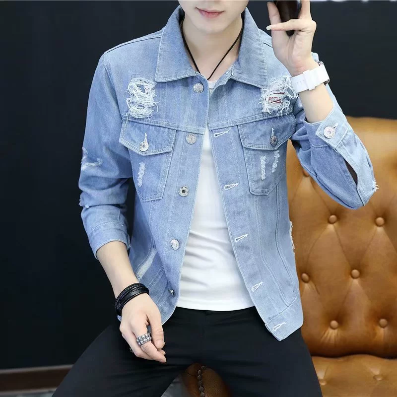 Áo khoác lửng denim nam 2018 thu đông mới áo khoác mỏng phiên bản Hàn Quốc của xu hướng đẹp trai trẻ bọ cạp giải trí