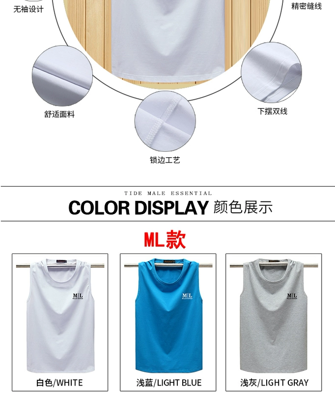 Vest nam thể thao thể dục rộng vai cotton áo thun không tay rộng Kích thước lớn cộng với phân bón tăng màu rắn vai lớn Vest - Áo vest cotton bộ vest nam trung niên