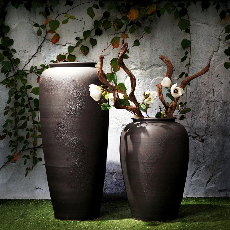 Jingdezhen ceramic vase landing creative restoring ancient ways is the sitting room porch decoration furnishing articles coarse TaoHua dried flowers suit