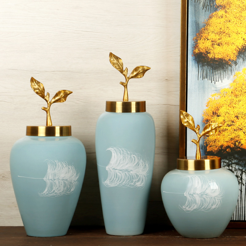 New Chinese style household jingdezhen ceramics craft vase sitting room porch dried flowers flower arrangement creative decorations furnishing articles
