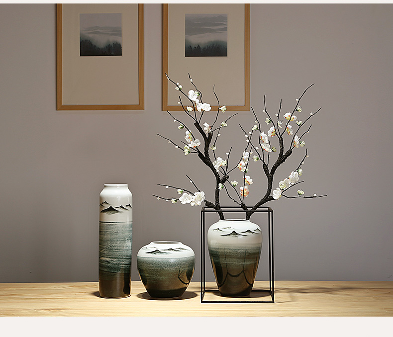 Jingdezhen ceramics vases, I and contracted sitting room porch decoration of the new Chinese style furnishing articles dried flowers flower arrangement suits for