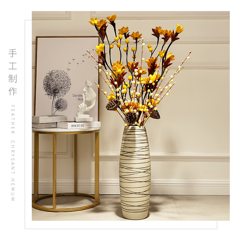 Ground vases, I and contracted sitting room American dry flower arranging flowers furnishing articles European big vase tall ceramic decoration