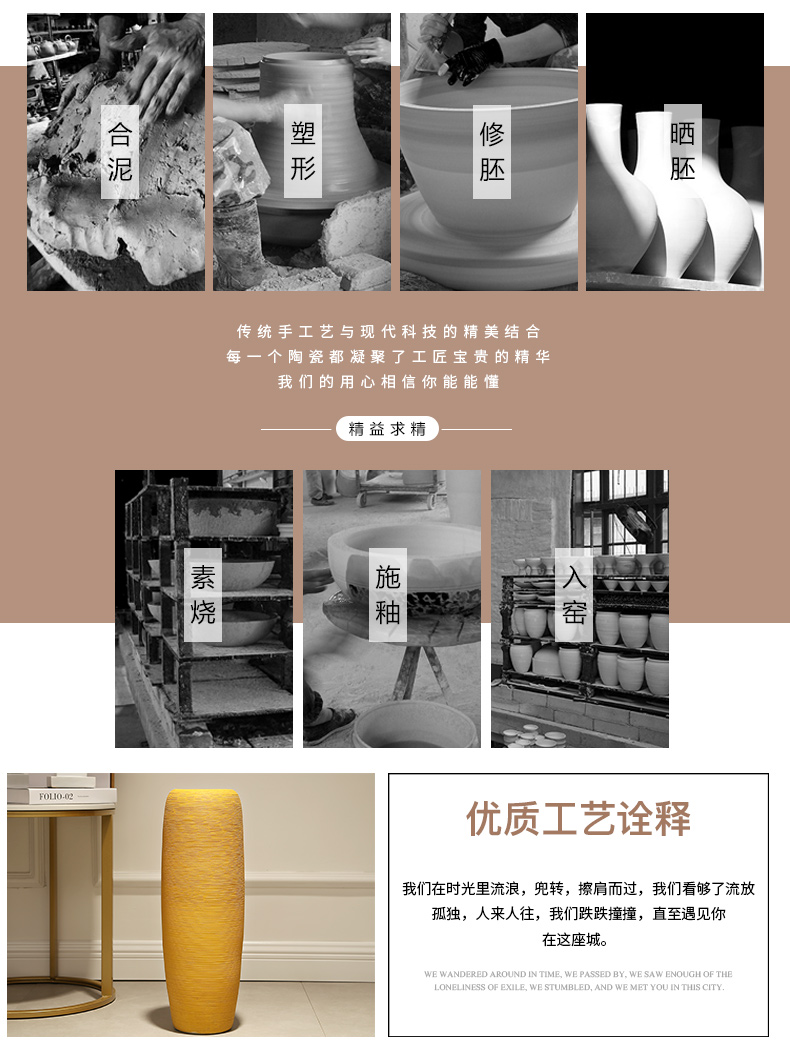Jingdezhen European art ceramic vases, furnishing articles decorations dried flowers large ground vase household living room decoration
