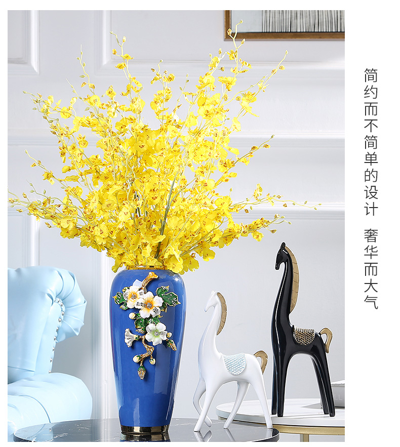 Jingdezhen American light colored enamel key-2 luxury ceramic vase modern creative manual furnishing articles home sitting room porch decoration