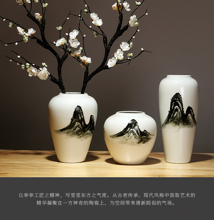 Jingdezhen ceramics vase manual contracted creative Chinese sitting room porch place flower arranging household ornaments