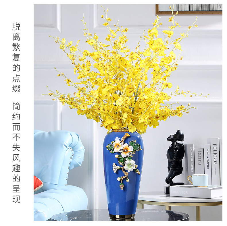 Jingdezhen American light colored enamel key-2 luxury ceramic vase modern creative manual furnishing articles home sitting room porch decoration