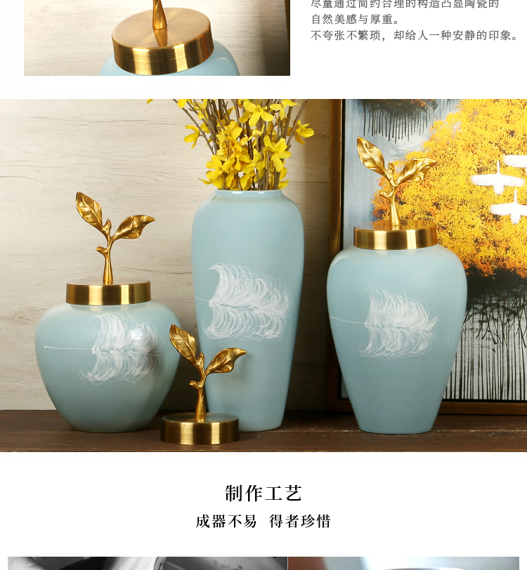 New Chinese style household jingdezhen ceramics craft vase sitting room porch dried flowers flower arrangement creative decorations furnishing articles