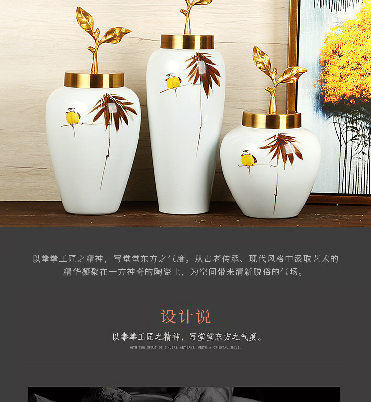 Jingdezhen ceramics vase furnishing articles manually new Chinese style suit dry flower arranging flowers I and contracted sitting room arts and crafts