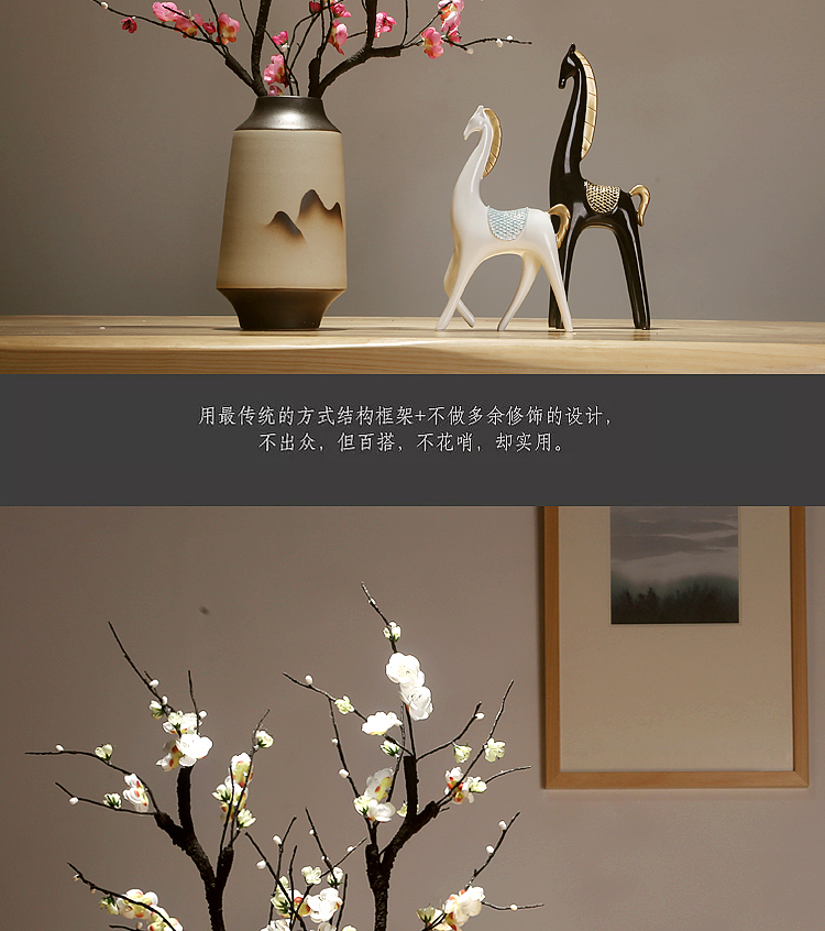 Jingdezhen ceramics craft vase dried flowers flower arrangement of Chinese style of modern home sitting room porch decoration furnishing articles