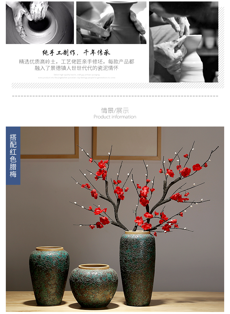 Jingdezhen ceramic vases, new Chinese style interior furnishing articles ornaments in the sitting room porch decoration creative hand - made flower arrangement