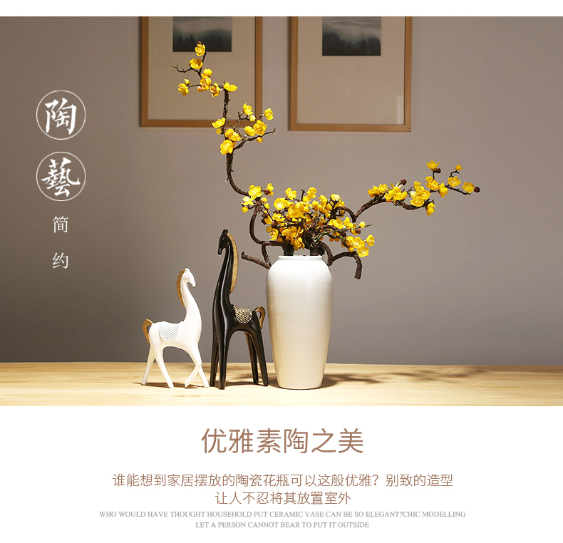 Jingdezhen modern ideas of new Chinese style porch vases, flower arranging white contracted household ceramics decoration the set piece