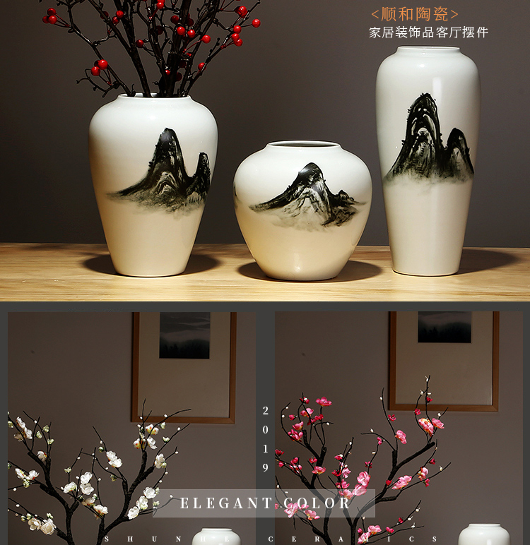 Jingdezhen ceramics vase manual contracted creative Chinese sitting room porch place flower arranging household ornaments