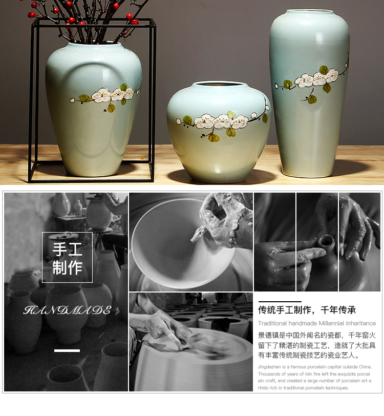 Jingdezhen ceramics vase modern furnishing articles suit sitting room porch dried flowers flower arrangement of Chinese style household decorations