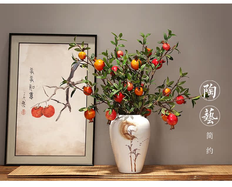 Jingdezhen modern creative home sitting room porch dried flower vase furnishing articles Chinese zen ceramics vase decoration