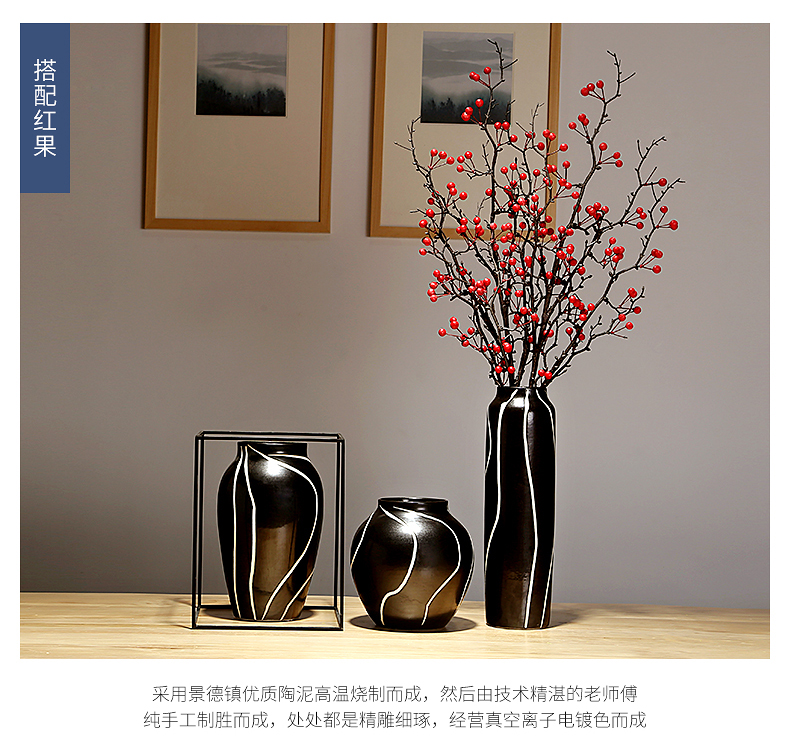 I and contracted ceramic flower vase continental sitting room of new Chinese style household ceramic creative furnishing articles simulation flower art