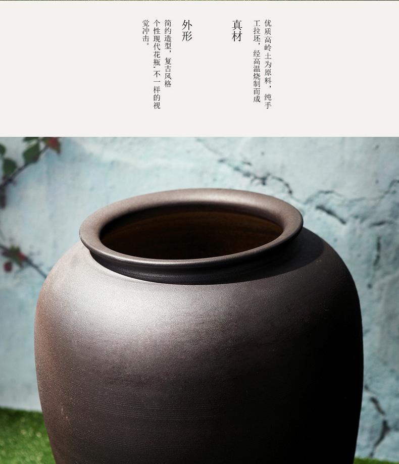 Jingdezhen ceramic vase landing creative restoring ancient ways is the sitting room porch decoration furnishing articles coarse TaoHua dried flowers suit