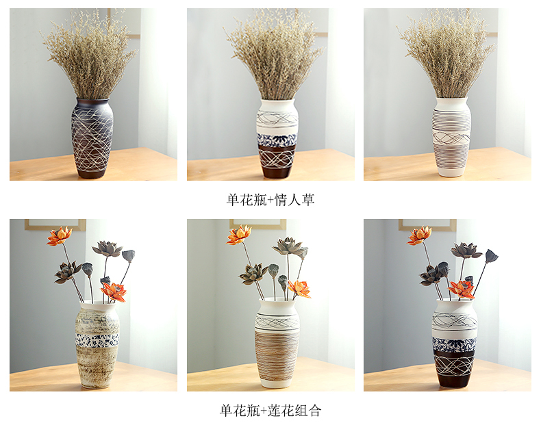 Jingdezhen ceramic vases, I and contracted creative light sitting room European - style key-2 luxury home decoration dry flower arranging flowers is placed