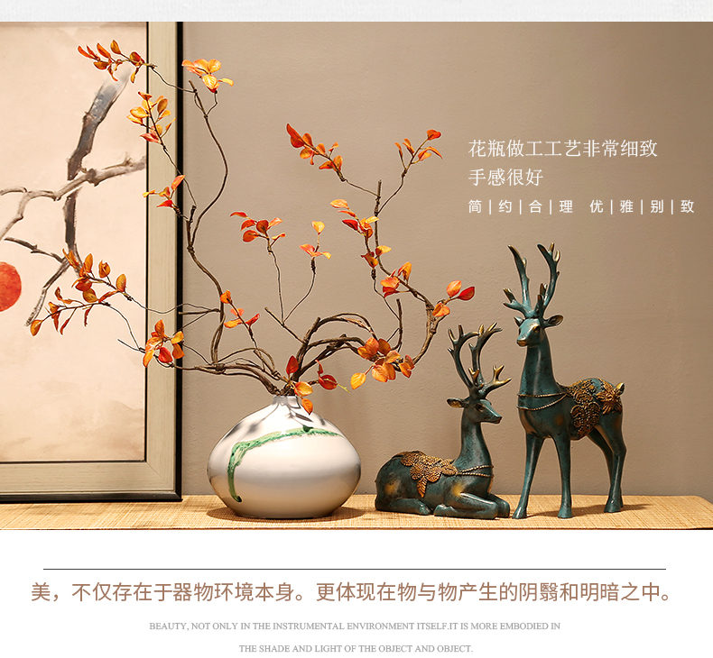 Jingdezhen new Chinese zen decorations dried flower vase furnishing articles porch combination living room TV cabinet ceramic vase