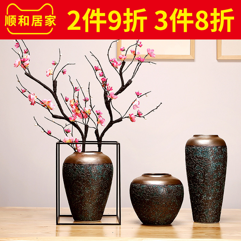 Jingdezhen ceramics vase manual creative living room of Chinese style household dried flowers flower arrangement craft ornaments furnishing articles