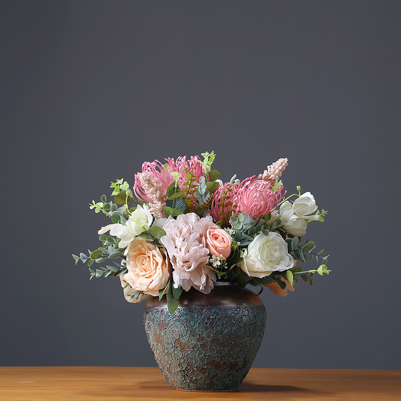 Jingdezhen ceramic vase modern checking crafts decoration home sitting room porch TV ark adornment furnishing articles