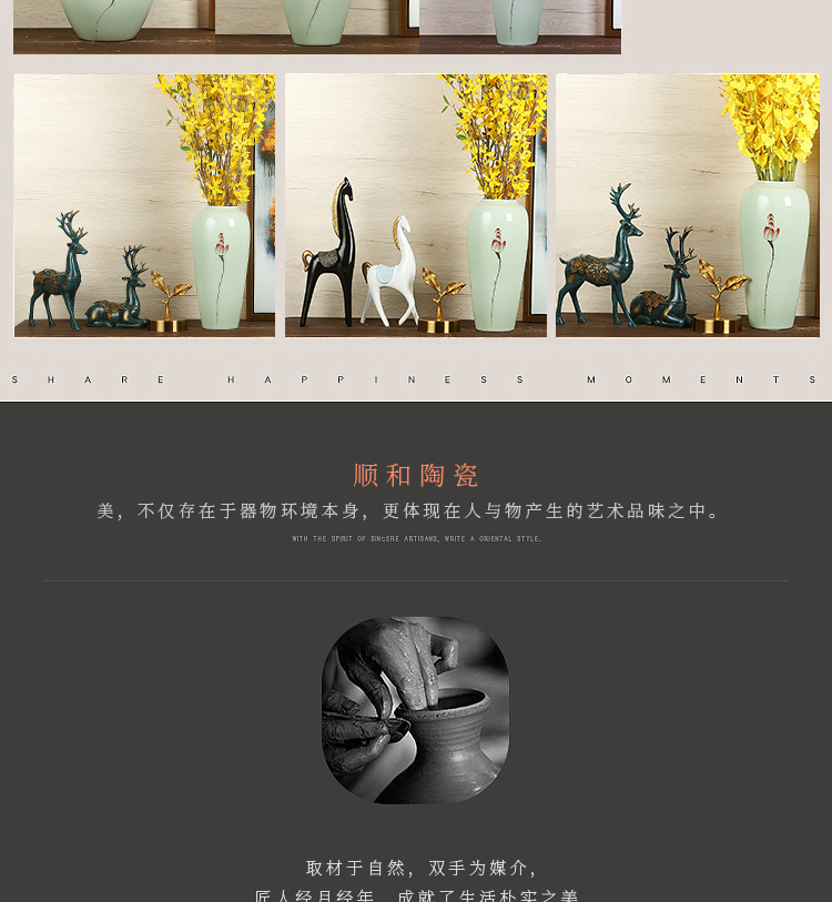 Jingdezhen ceramics craft vase, I and contracted the new Chinese style household dry flower arranging flowers sitting room adornment is placed