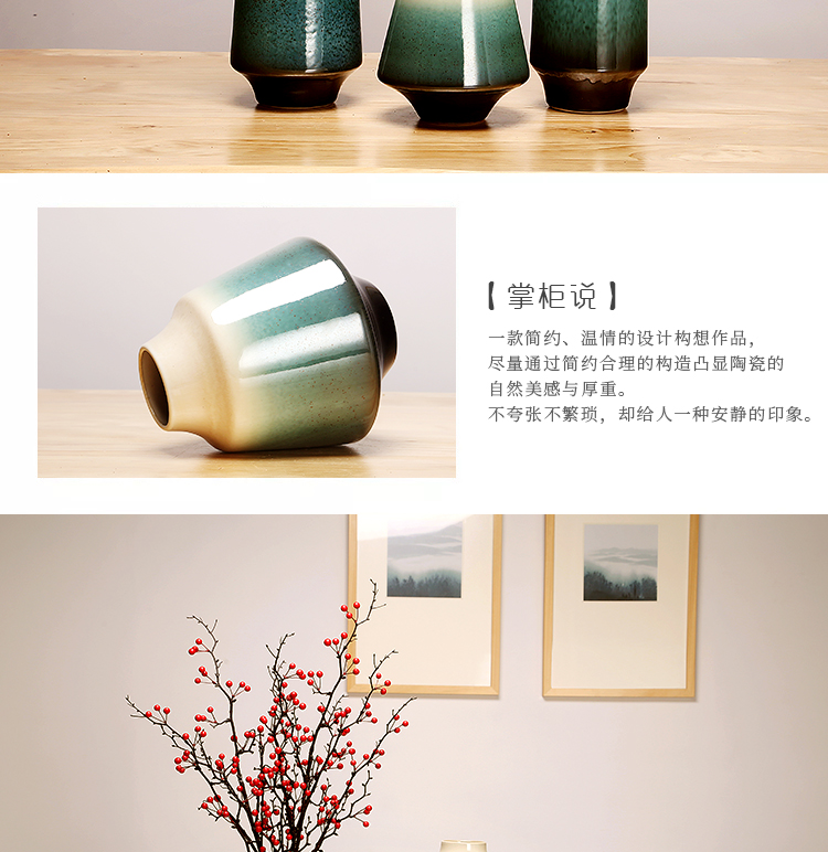 Jingdezhen ceramics vase sitting room porch dried flowers flower arrangement of Chinese style household creative decorations furnishing articles suit