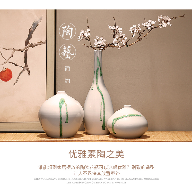Jingdezhen new Chinese zen decorations dried flower vase furnishing articles porch combination living room TV cabinet ceramic vase