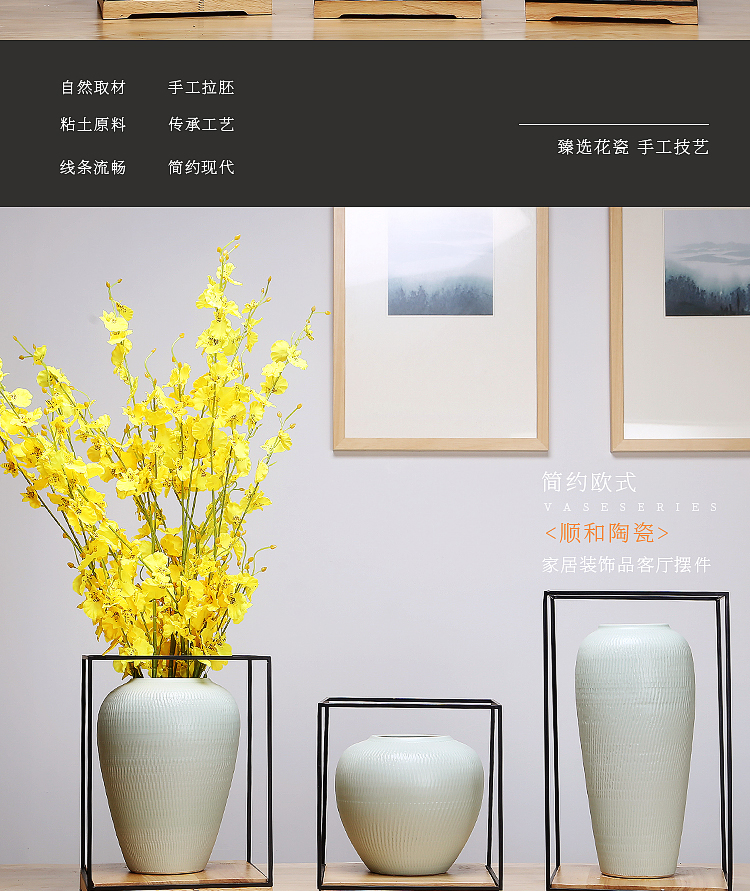 Jingdezhen ceramics vase white sitting room porch place simulation flower arrangement craft suits for Chinese study