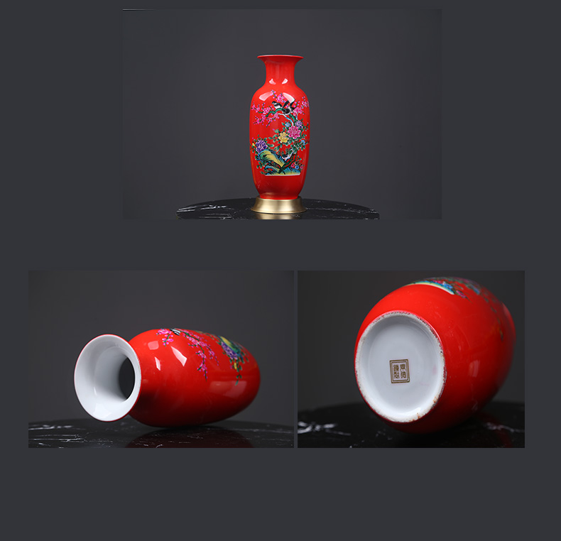 Jingdezhen ceramics new Chinese style household decorations red idea gourd vases, I and contracted sitting room porch decoration