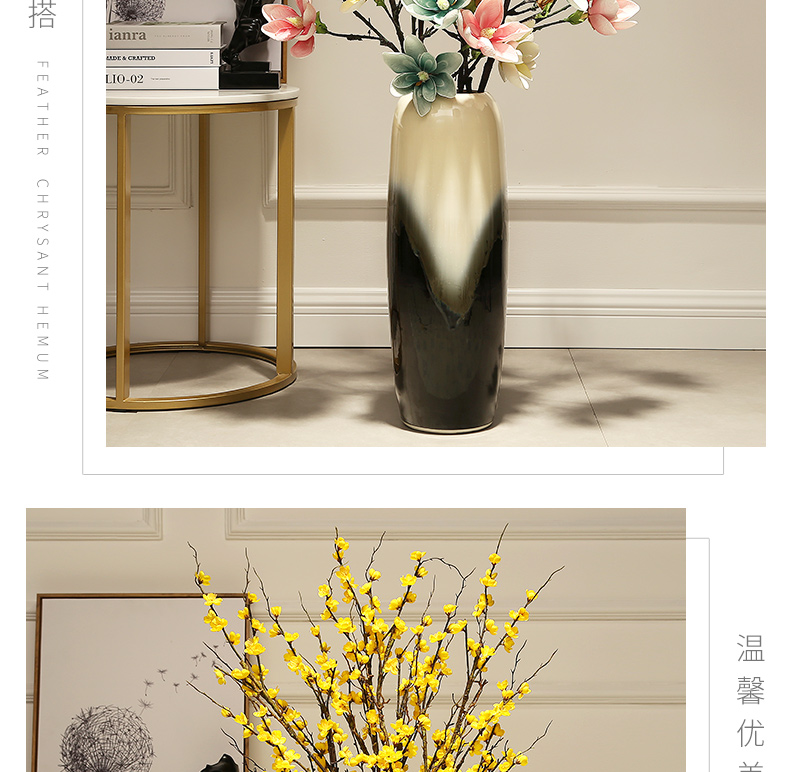 Jingdezhen ceramic vase landing TV wall in the sitting room decorative dried flower arranging flowers furnishing articles European - style decorative vase