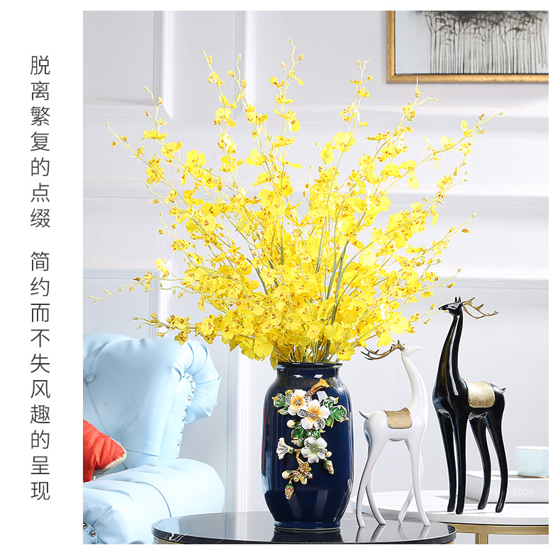 Jingdezhen peace fortune colored enamel vase European ikebana furnishing articles American home desktop rich ancient frame adornment