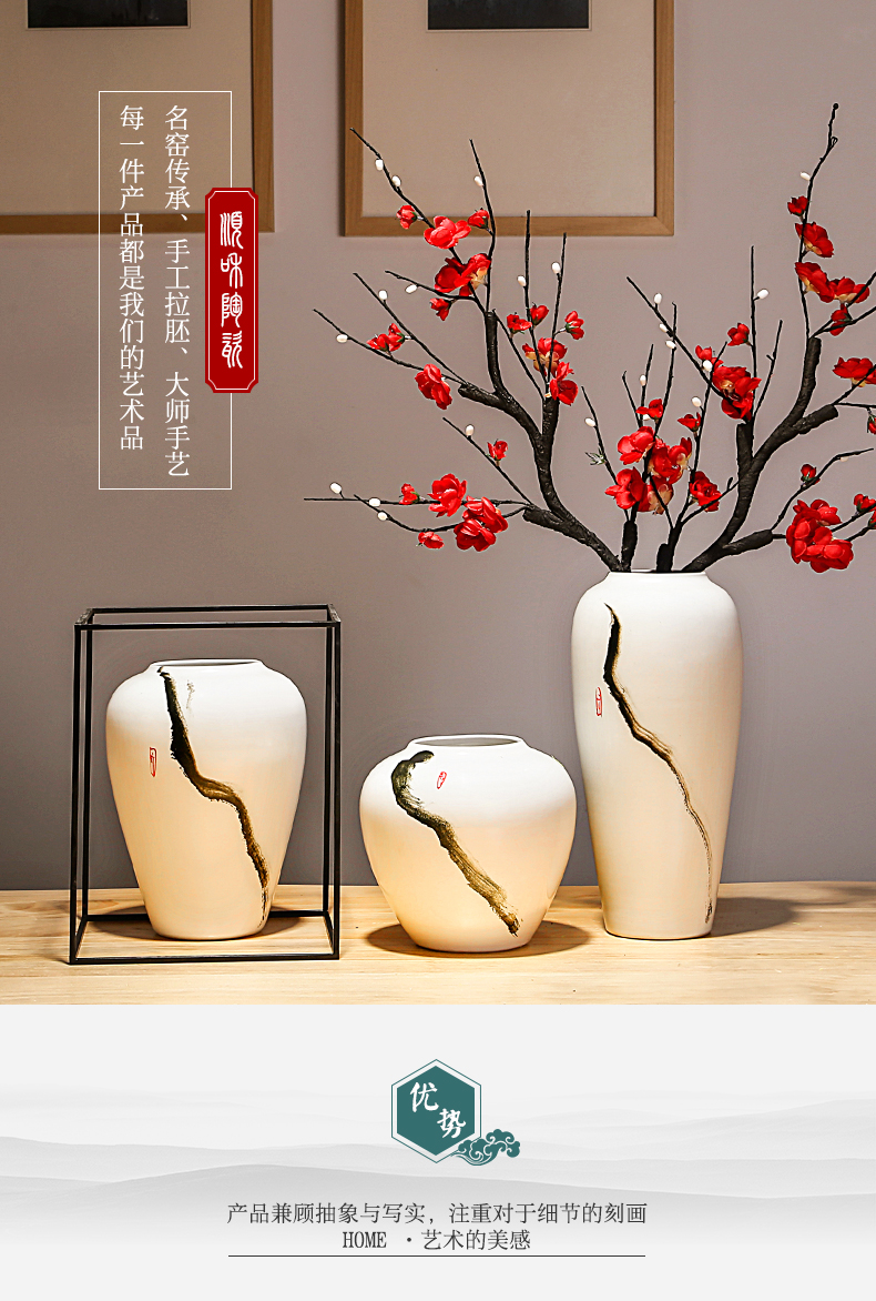 Jingdezhen ceramic porcelain vases, flower arranging dried flowers, household contracted and Chinese style porch sitting room place to decorate the study