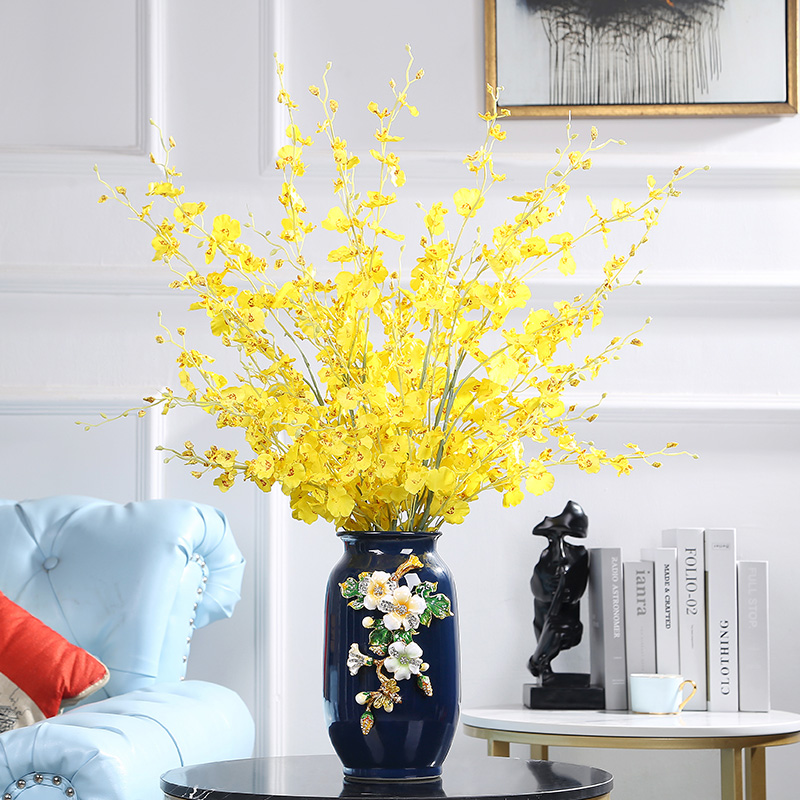 Jingdezhen peace fortune colored enamel vase European ikebana furnishing articles American home desktop rich ancient frame adornment