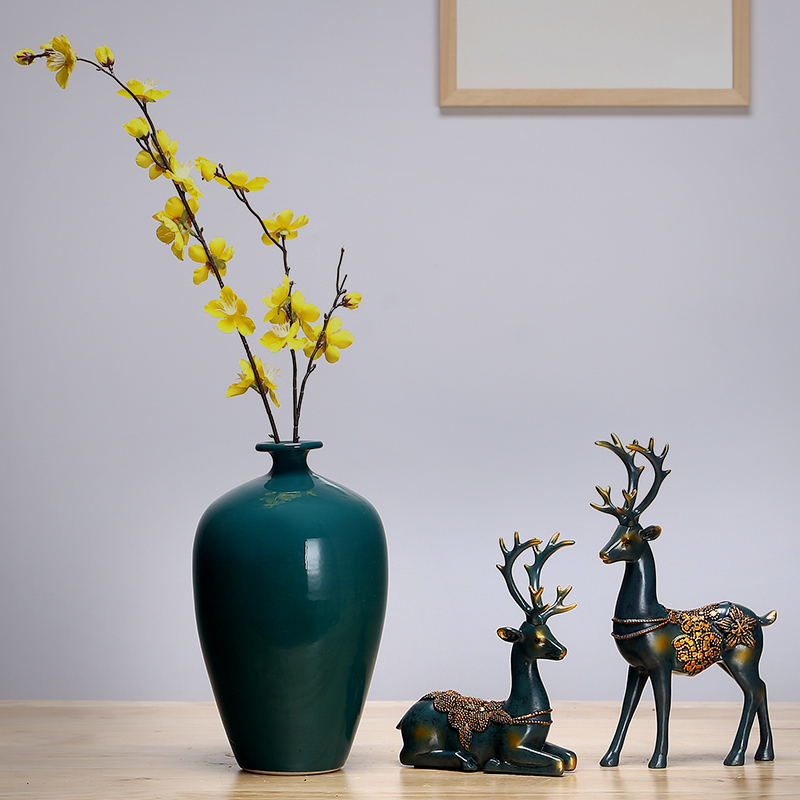 Jingdezhen ceramics vase manual sitting room porch place flower arranging the study of new Chinese style adornment three - piece suit